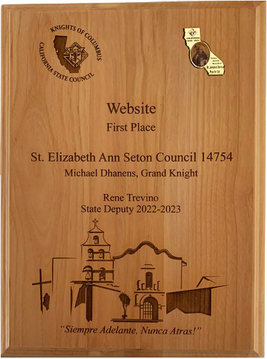 K of C SEAS Council 14754, 1st Place Website Award for 2022-2023